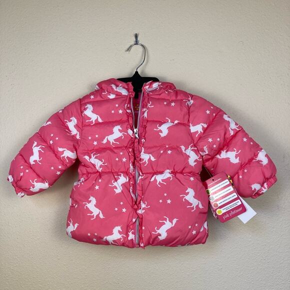 Pink Platinum Other - Pink Platinum Pink Unicorn Girls Winter Coat Size 18 Month Zip Up with Hood